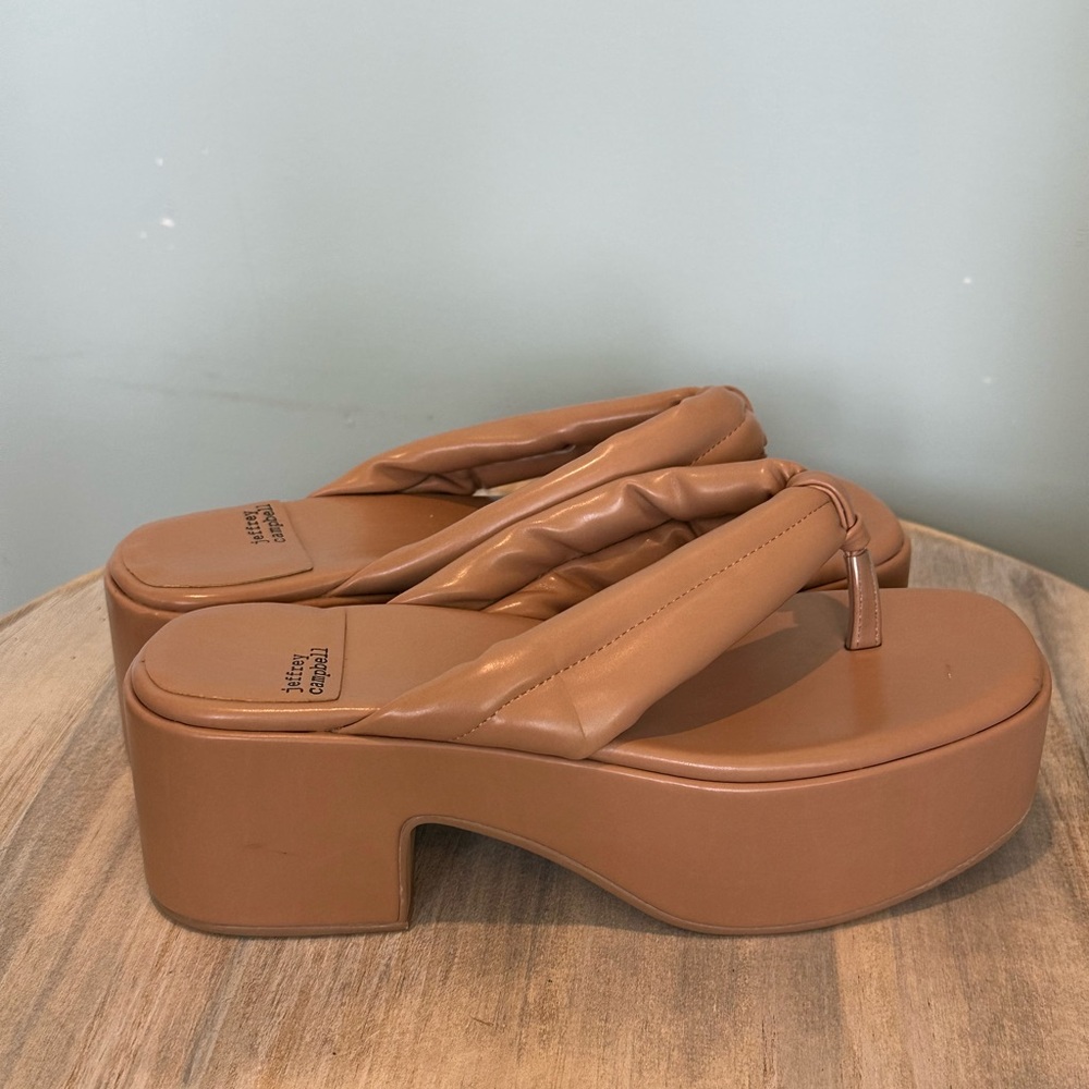Jeffrey Campbell Brown/Tan platform slip on sandal flip flops size 7 - Picture 7 of 12
